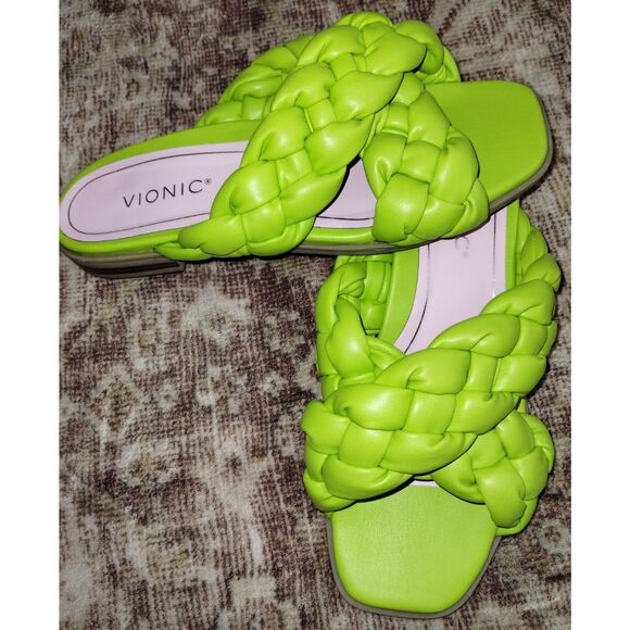 Vionic Kalina Women's Slide Braided Sandals Lime Green NWoT (Size 8) - Picture 2 of 6